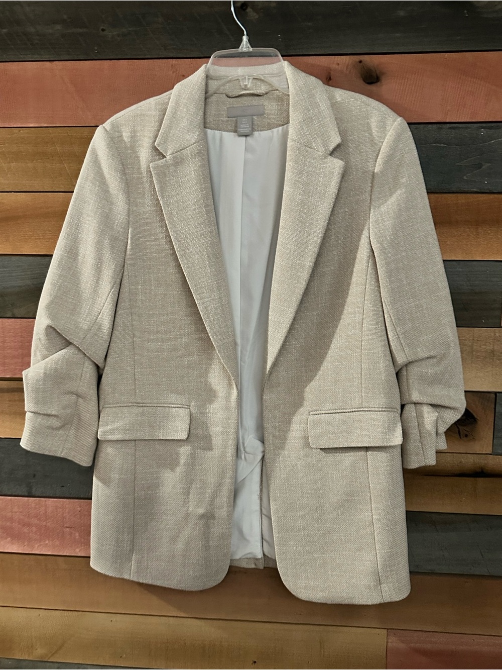 H&M Gathered-Sleeve Blazer